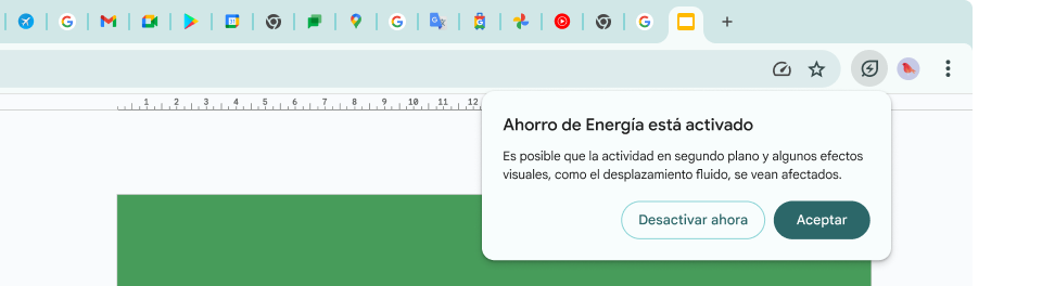 A cursor has clicked on the Energy Saver icon, which explains background activity and some visual effects have been limited to save memory.