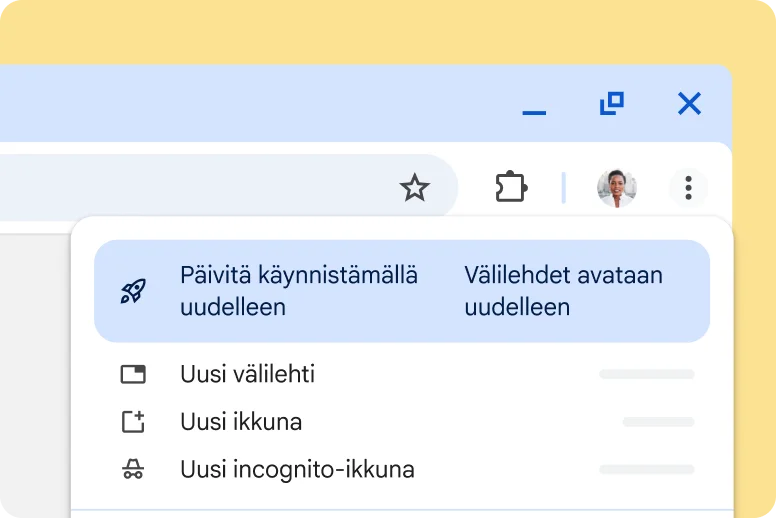 Chromen käyttöliittymä ilmoittaa odottavasta päivityksestä