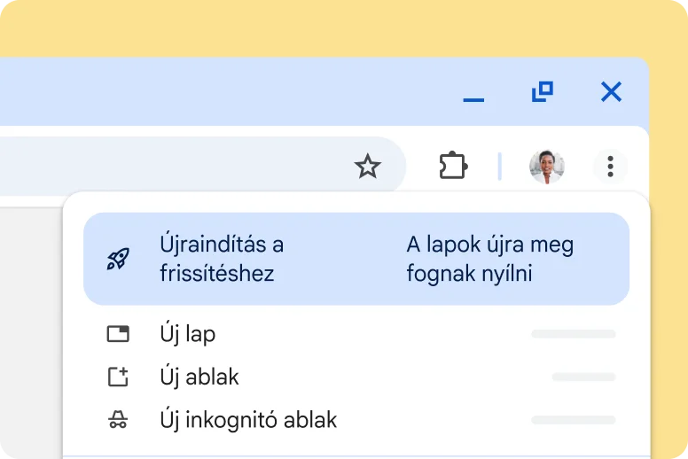 Függőben lévő frissítésre figyelmeztet a Chrome-kezelőfelület