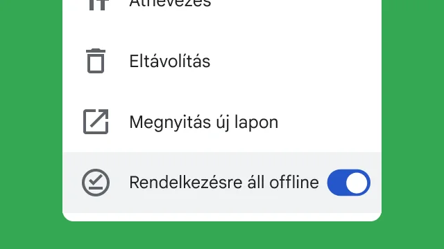 Egy kapcsoló lehetővé teszi a felhasználóknak, hogy hozzáférjenek a fájljaikhoz, miközben offline dolgoznak.