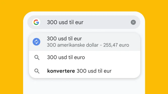 A user typed “300 usd to eur” into Chrome's address bar and it has instantly generated results.