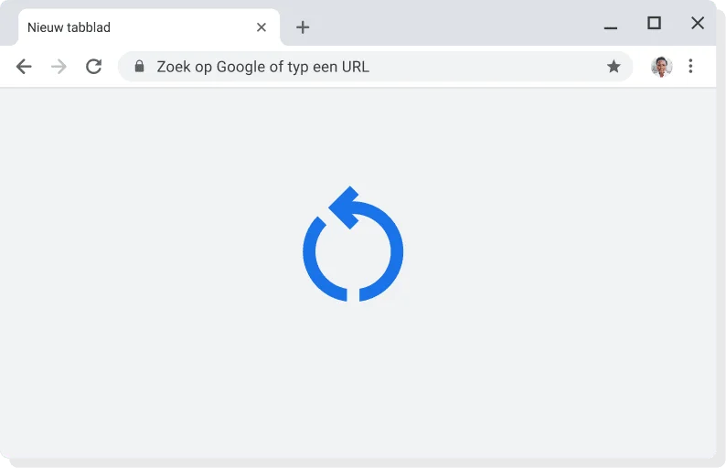 Chrome-UI met icoon voor toepassen van update