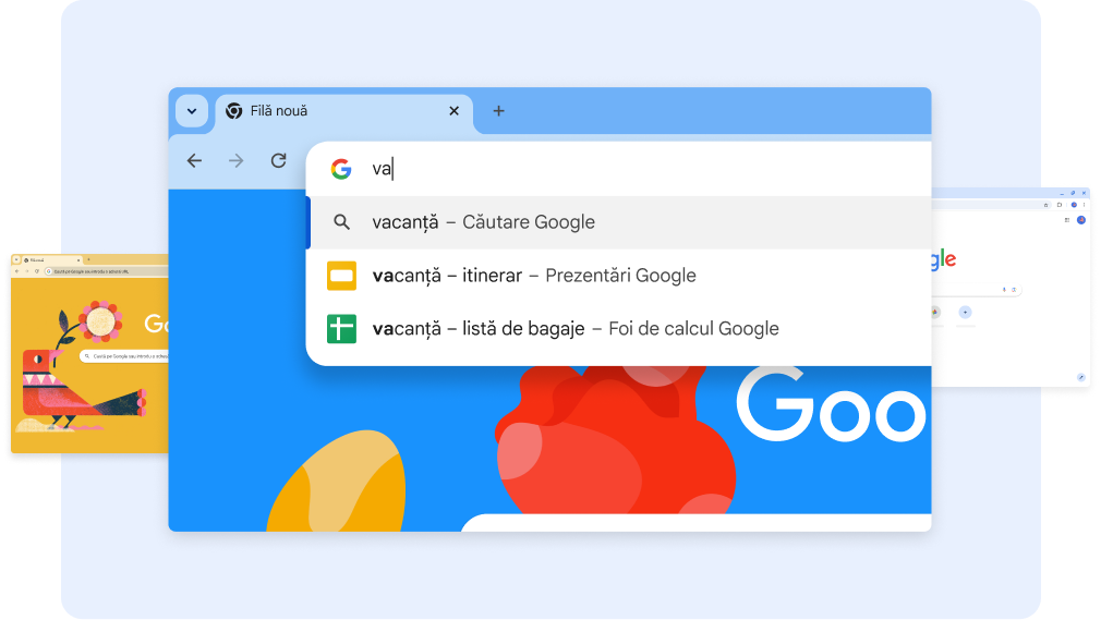 O căutare după „va” afișează Vacanță – documente, apoi la atingerea comenzii rapide Foi de calcul se afișează foaia de calcul Vacanță – listă de bagaje.