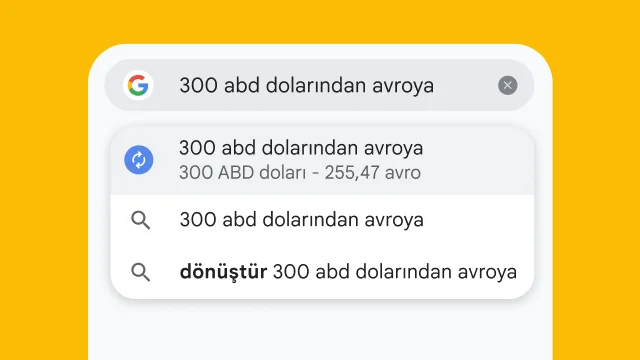 A user typed “300 usd to eur” into Chrome's address bar and it has instantly generated results.